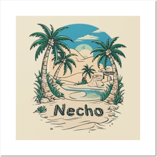 name Necho written in the sand Posters and Art